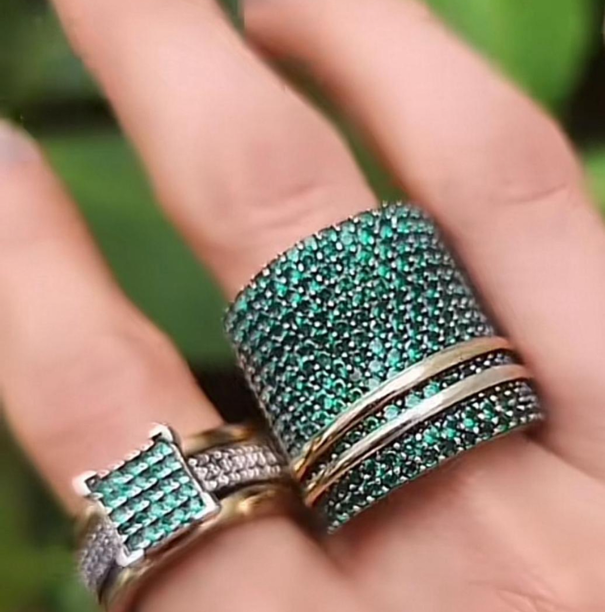 Anillo Doble Línea Verde 